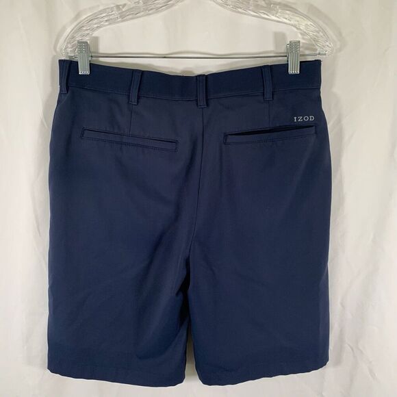 IZOD Golf Shorts Men's 32 Solid Blue Straight Chino Pockets Discolored - Picture 6 of 7